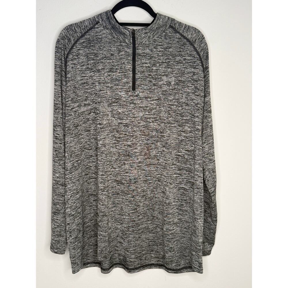 Under Armour Heat Gear Gray Long Sleeve Quarter Zip Performance Top Sz 2X